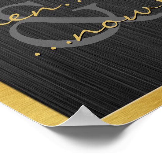 Poster Elégant Noir et Or Alors et maintenant 50e anniver (Coin)