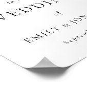 Poster Élégant noir Script blanc Bienvenue au Mariage (Coin)