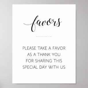 Poster Élégant Noir Script mariage Faveurs Signer
