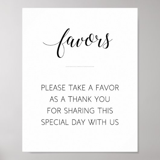 Poster Élégant Noir Script mariage Faveurs Signer (Devant)