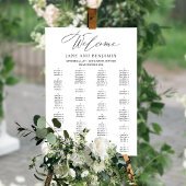 Poster Élégant noir Script minimal Mariage Seating Chart