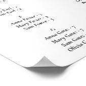 Poster Élégant noir Script minimal Mariage Seating Chart (Coin)