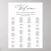 Poster Élégant noir Script minimal Mariage Seating Chart (Devant)