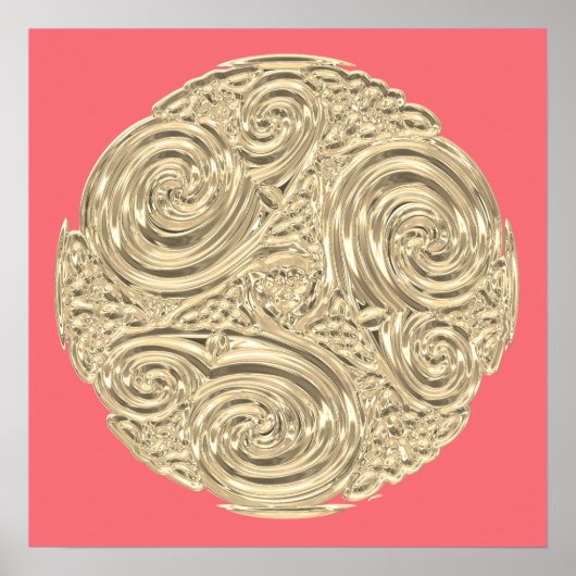 Poster Elégant nouveau corail doré rose métallique modern (Devant)