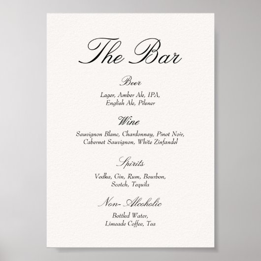 Poster Elegant Old Money Black and Ivory Wedding Bar (Devant)