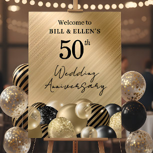 Poster Élégant Or 50e Anniversaire de Mariage