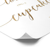Poster Élégant or Calligraphie amour et un cupcake (Coin)