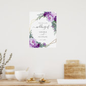 Poster Elégant or et violet Mariage d'Eucalyptus Floral (Cuisine)