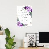 Poster Elégant or et violet Mariage d'Eucalyptus Floral (Bureau à domicile)