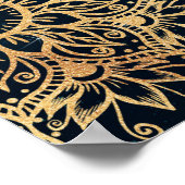 Poster Elégant or Mandala Floral Vert bleu (Coin)