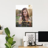 Poster élégant or moderne doux 16 photo signe de bienvenu (Bureau à domicile)