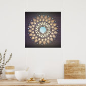 Poster Elégant or Ornate Lotus Mandala Wood (Cuisine)
