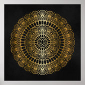 Poster Elégant or sur Black Lotus Henna Mandala Impressio (Devant)