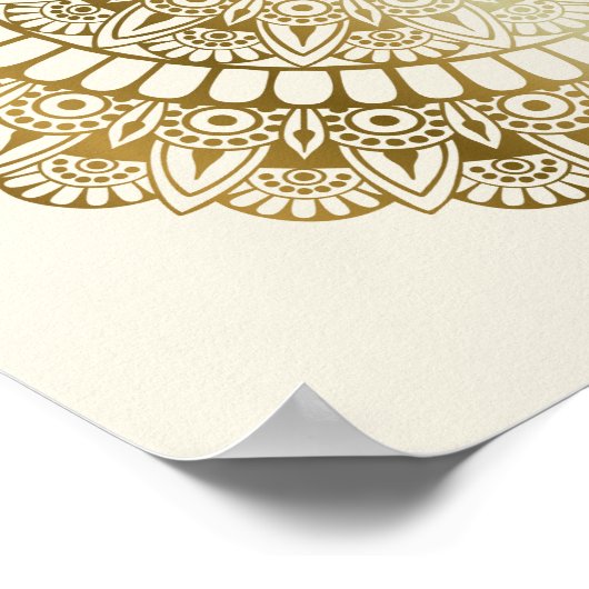 Poster Elégant or sur crème Lotus Henna Mandala Imprimer (Coin)