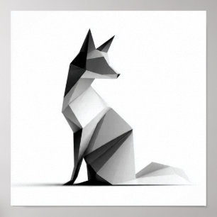 Poster Élégant Origami géométrique Fox Imprimer