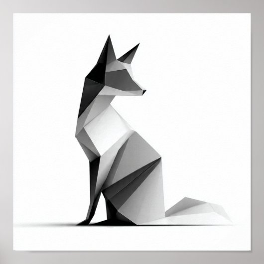 Poster Élégant Origami géométrique Fox Imprimer (Devant)