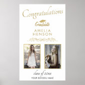Poster Elégant Ornament Or Félicitations 2 Photo Grad (Devant)