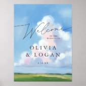 Poster Elegant Painted Landscape Clouds Wedding Welcome (Devant)