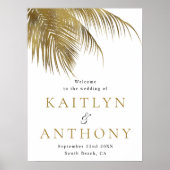 Poster Elégant Palm Tree Beach Mariage Tropical Bienvenue (Devant)