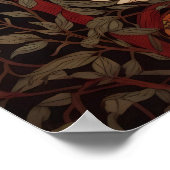 Poster Élégant Panda Rouge William Morris Inspiré Floral (Coin)