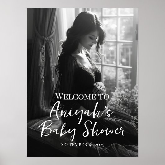 Poster Élégant panneau d'accueil photo baby shower (Devant)
