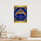 Poster Élégant panneau de Baby shower Royal Blue Gold Pri (Cuisine)
