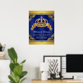 Poster Élégant panneau de Baby shower Royal Blue Gold Pri (Bureau à domicile)