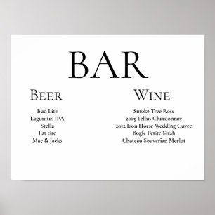 Poster Élégant panneau de barre de mariage