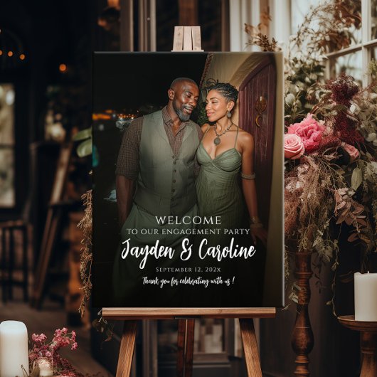 Poster Élégant panneau de bienvenue de la fête de fiançai