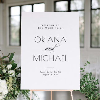 Poster Élégant Panneau de Bienvenue de Mariage Minimalist