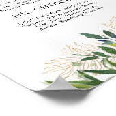 Poster Élégant panneau de boissons signature à feuillage (Coin)