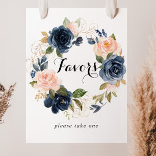 Poster Élégant panneau de fleurs hivernales en couronne p