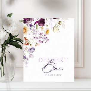 Poster Élégant panneau de la barre de dessert fleurie