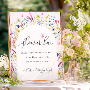 Poster Élégant panneau de la barre de fleurs rose
