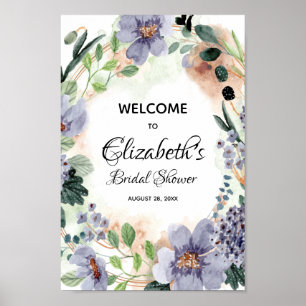 Poster Élégant panneau de mariage floral aquarelle pour l