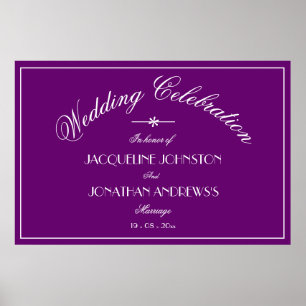 Poster Élégant Panneau de Mariage Personnalisé Chic Viole