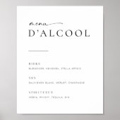 Poster Élégant panneau de menu de bar de mariage en écrit (Devant)