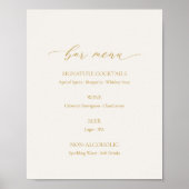 Poster Élégant panneau de menu de bar de mariage en ivoir (Devant)