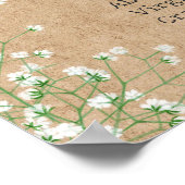 Poster Élégant panneau de menu de bar de mariage floral d (Coin)