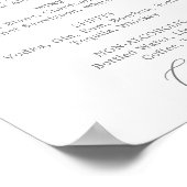 Poster Élégant panneau de menu de boissons de mariage arg (Coin)