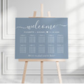 Poster Élégant Panneau de Plan de Table de Mariage Bleu P