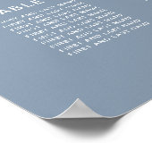 Poster Élégant Panneau de Plan de Table de Mariage Bleu P (Coin)