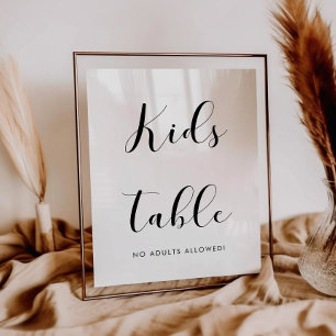Poster Élégant panneau mariage de table Enfants noir et b