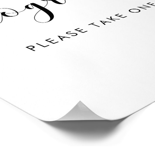 Poster Élégant panneau mariage Programmes en noir et blan (Coin)