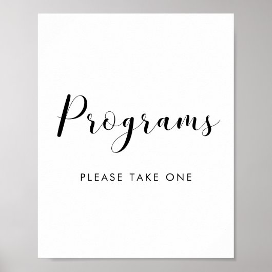 Poster Élégant panneau mariage Programmes en noir et blan (Devant)