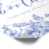 Poster Élégant panneau photo floral bleu Vintage (Coin)