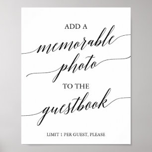 Poster Élégant panneau photo mémorable en calligraphie no
