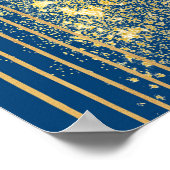 Poster Élégant papier d'affiche bleu et or rayures (Matte (Coin)