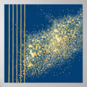 Poster Élégant papier d'affiche bleu et or rayures (Matte (Devant)