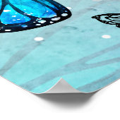 Poster Élégant Papillon Bleu et Argent Accessoire pour Ph (Coin)